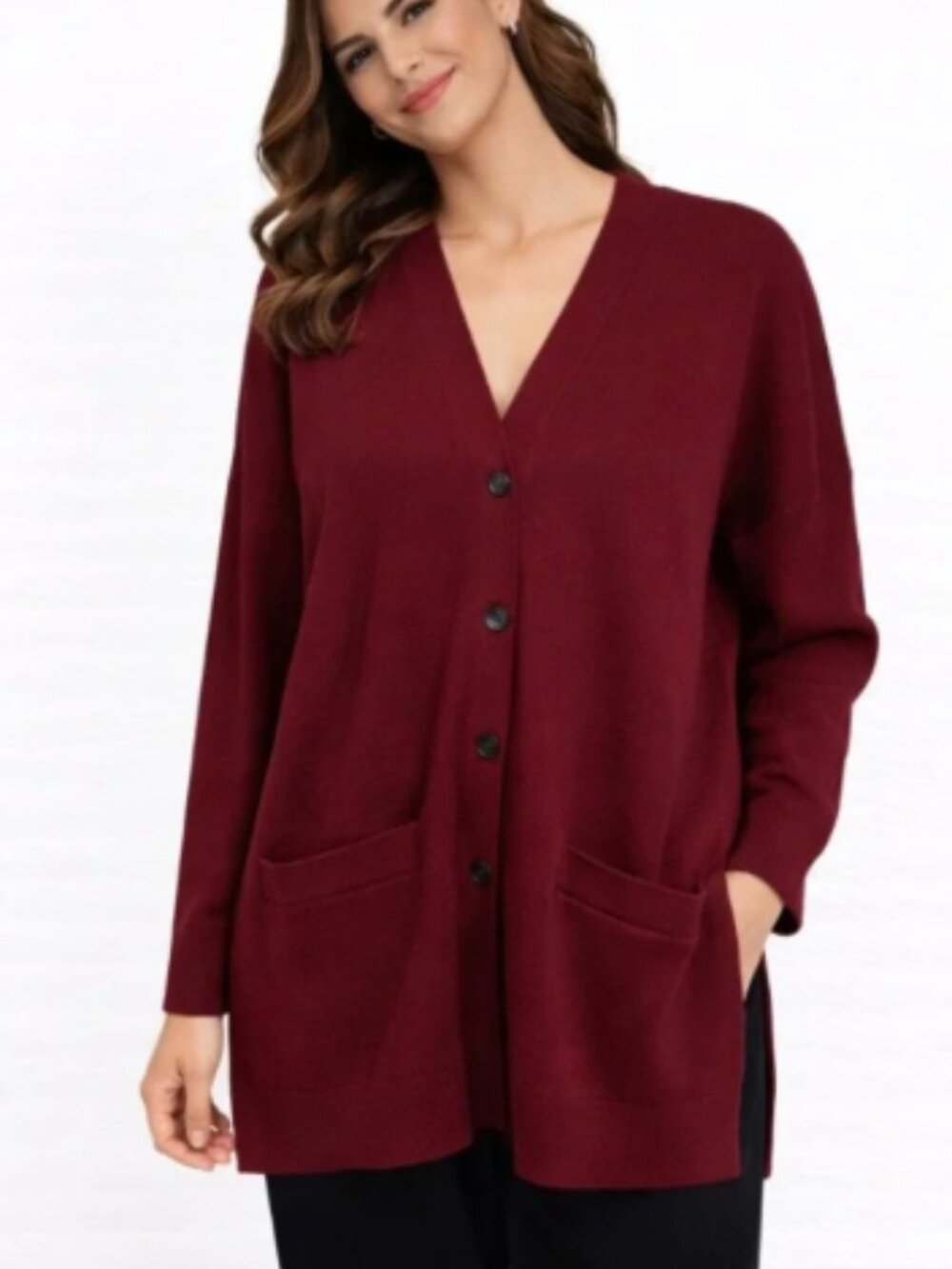 J. Crew Red Merino Wool Blend Button Front Cardigan with Pockets Size Small